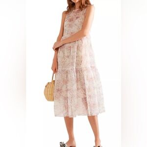 Ulla Johnson Sheer Floral Organza Midi Dress